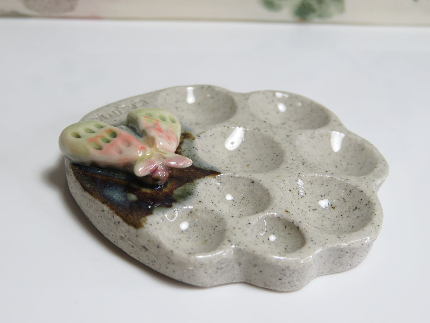 Ceramic Paint Palette. Little Moth. Handmade Paint Dish. Beautiful Collectibles. Special Gift for Artists