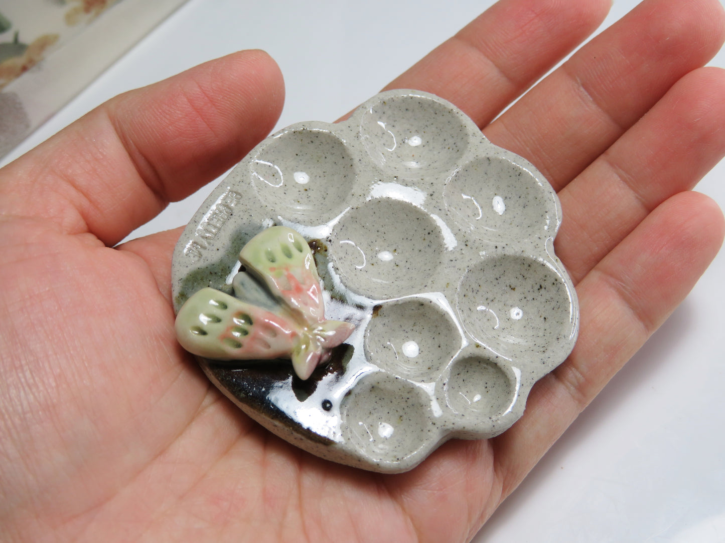 Ceramic Paint Palette. Little Moth. Handmade Paint Dish. Beautiful Collectibles. Special Gift for Artists