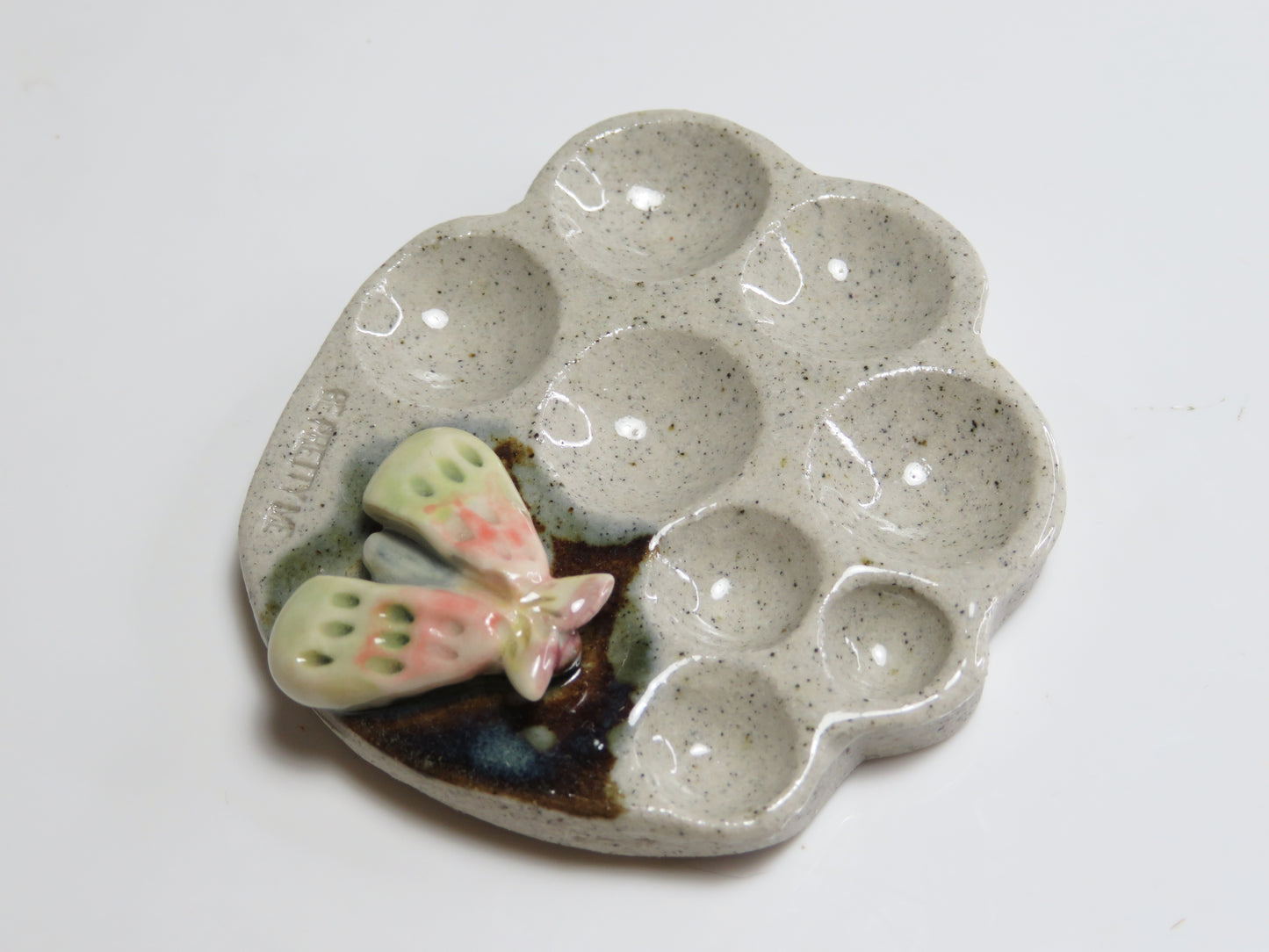 Ceramic Paint Palette. Little Moth. Handmade Paint Dish. Beautiful Collectibles. Special Gift for Artists