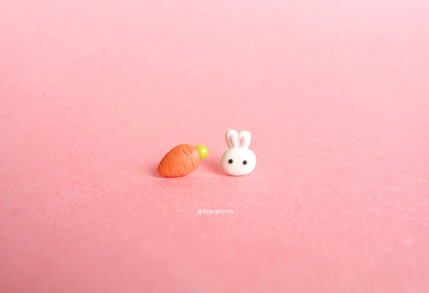 Cute bunny and carrot stud earrings