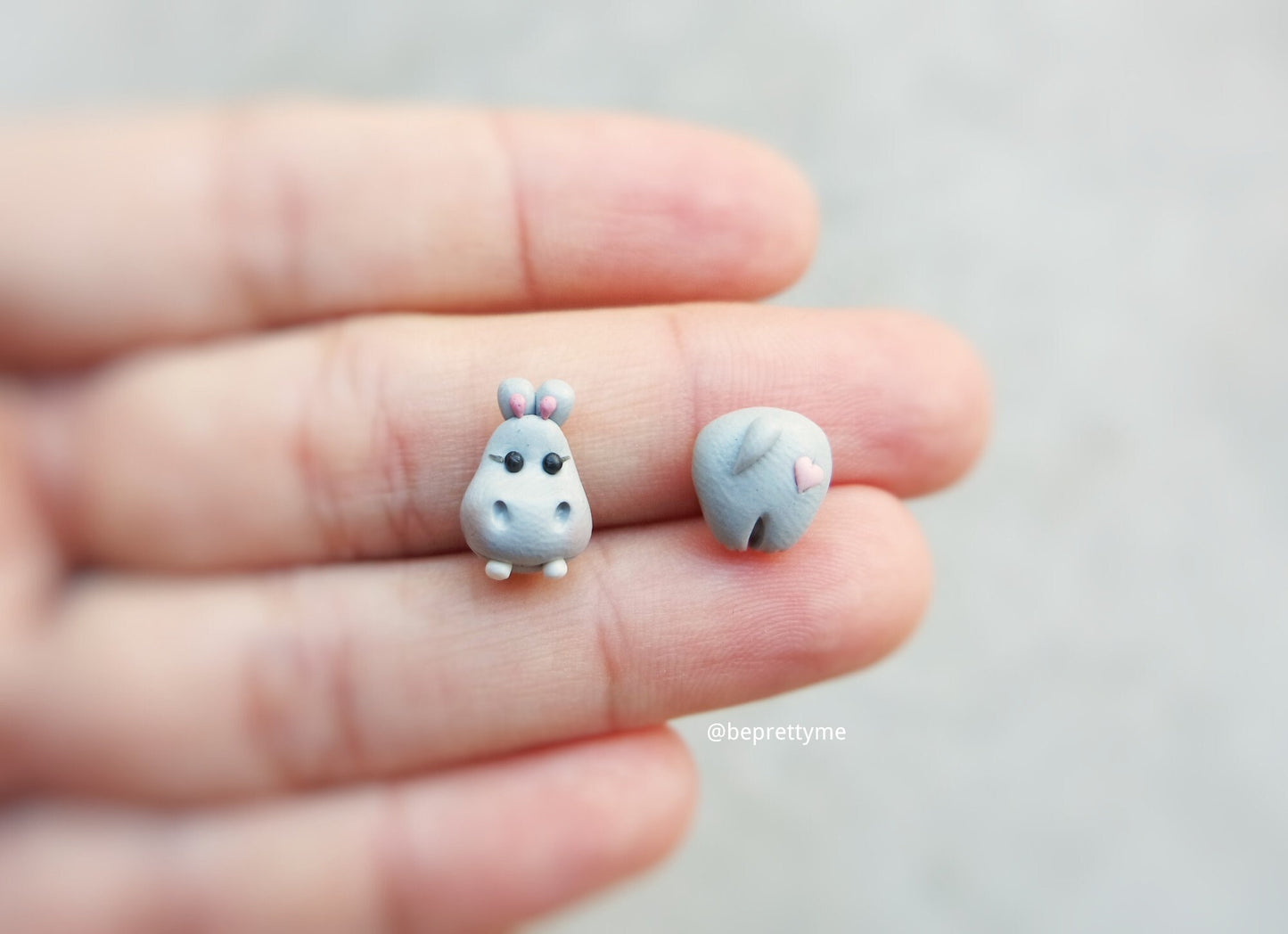 Girly Hippo with Hearty Tattoo