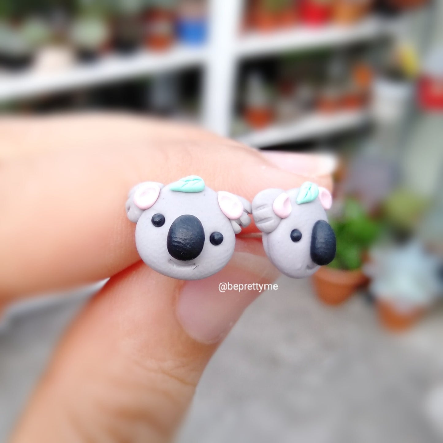 Koala the vegan bear stud earrings