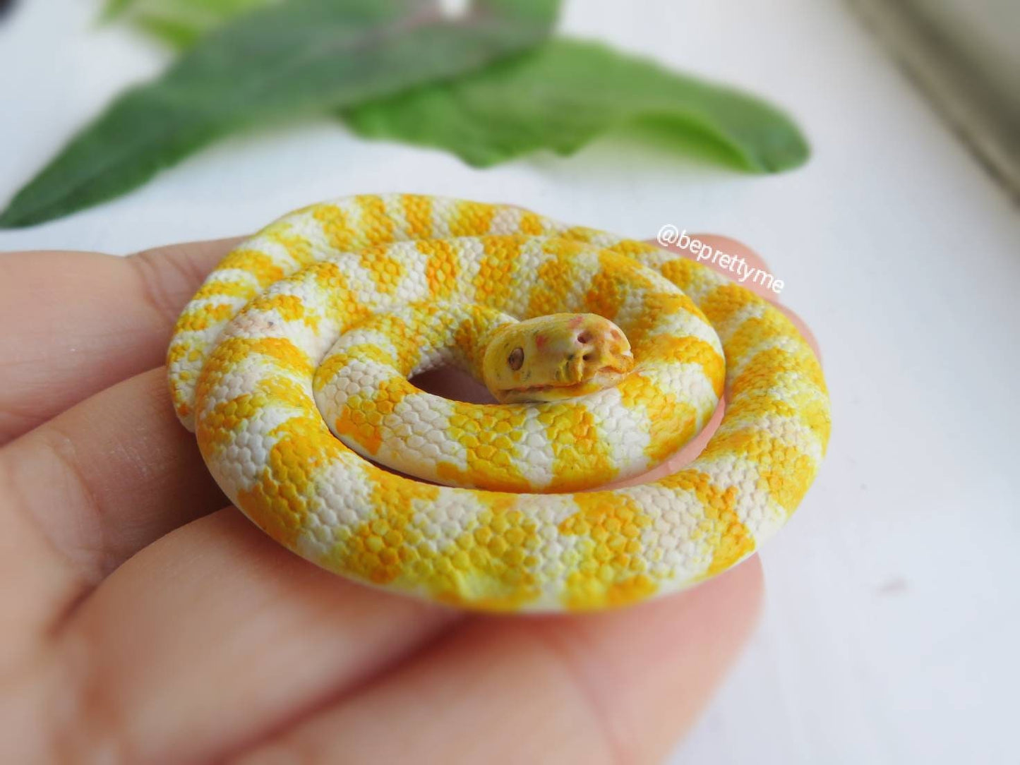 Albino Burmese Python Snake Pendant
