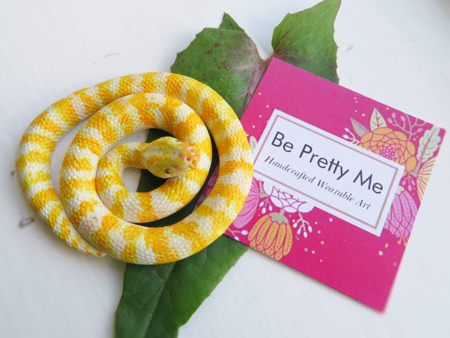 Albino Burmese Python Snake Pendant
