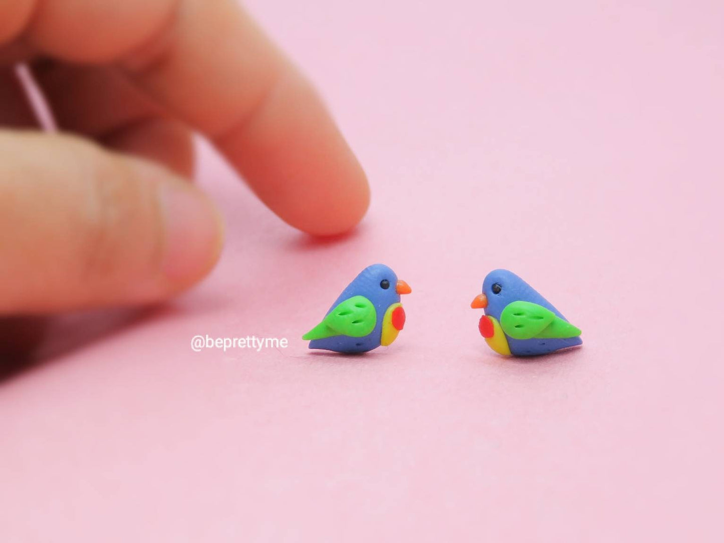 Rainbow Lorikeet Bird Stud Earrings