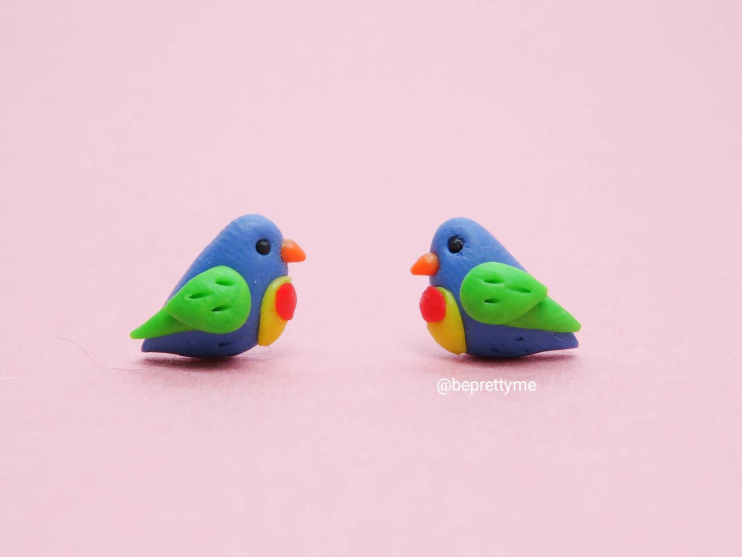 Rainbow Lorikeet Bird Stud Earrings