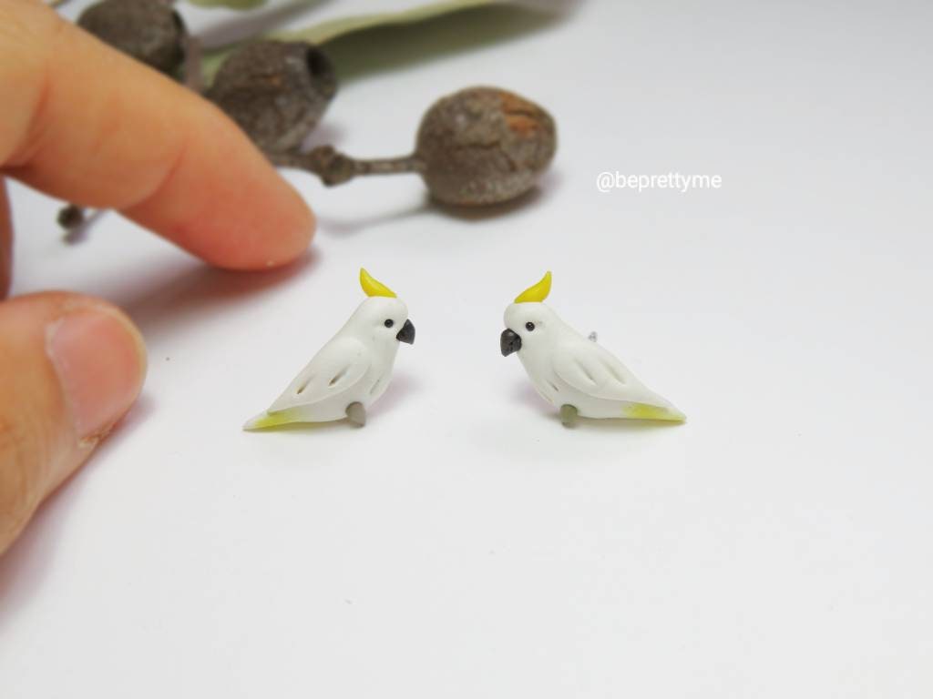 Cockatoo Bird Stud Earrings