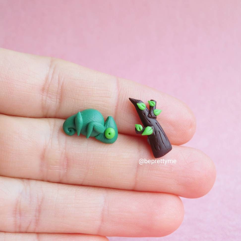 Super Green Chameleon Stud Earrings