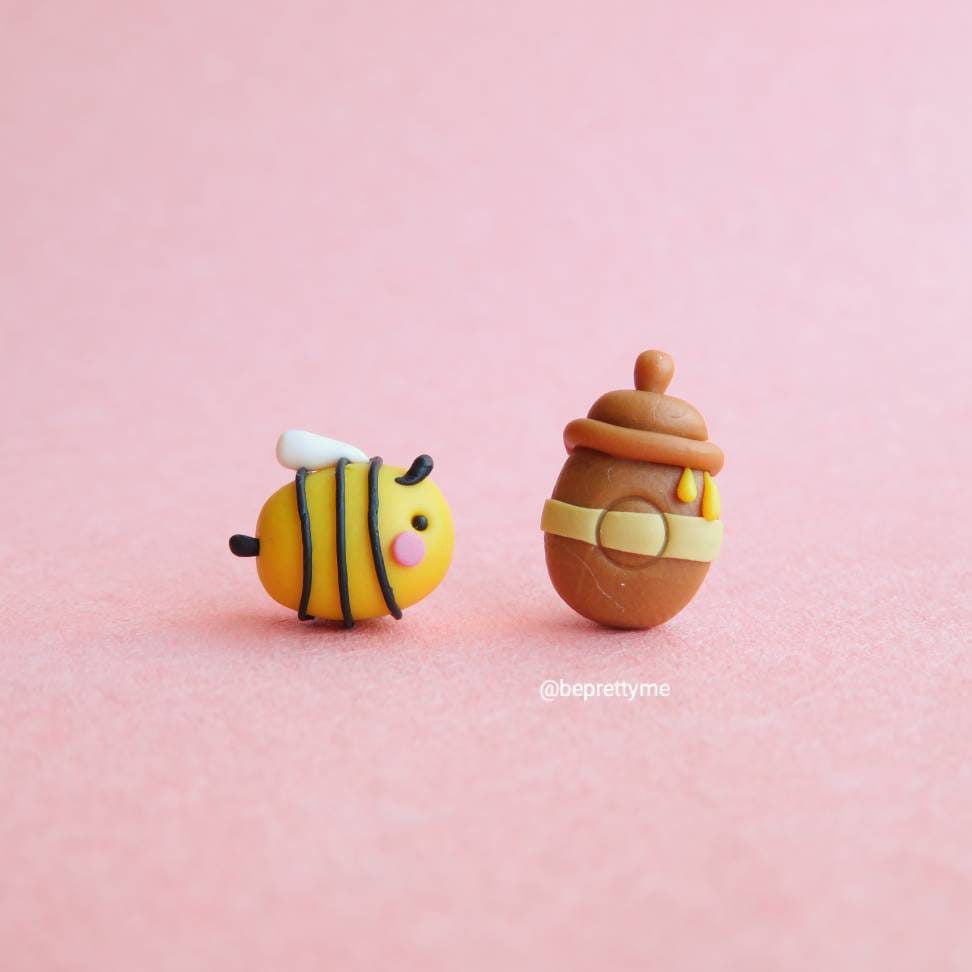 Little Bee & Honey Pot Stud Earrings