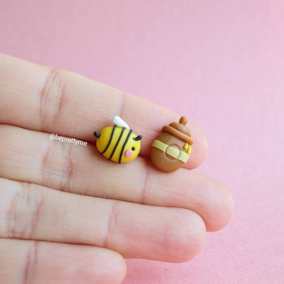 Little Bee & Honey Pot Stud Earrings