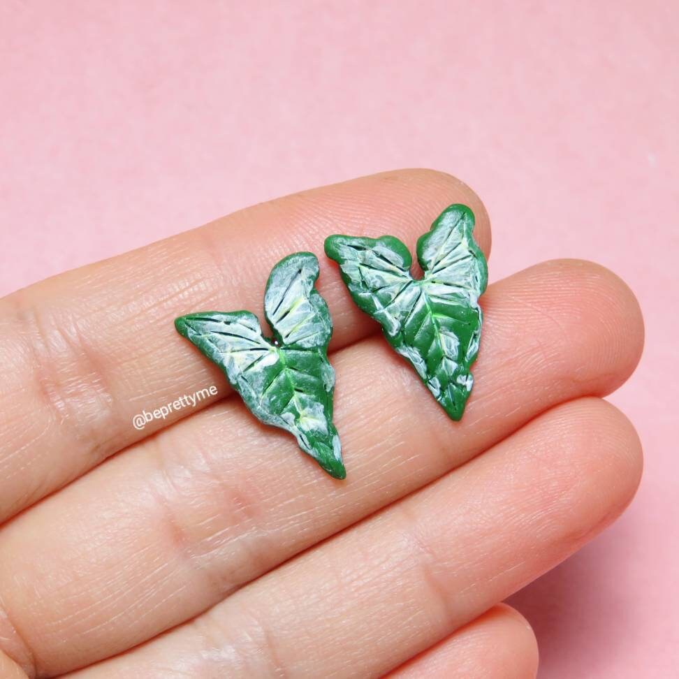 Cute House Plan Leafy Stud Earrings. Price for a single stud