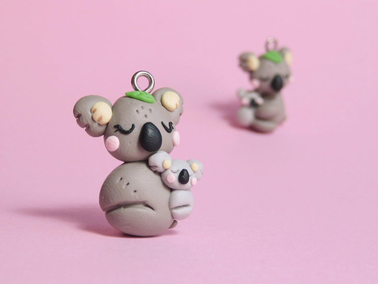 Sweet Mumma and Baby Koala hugging Charm