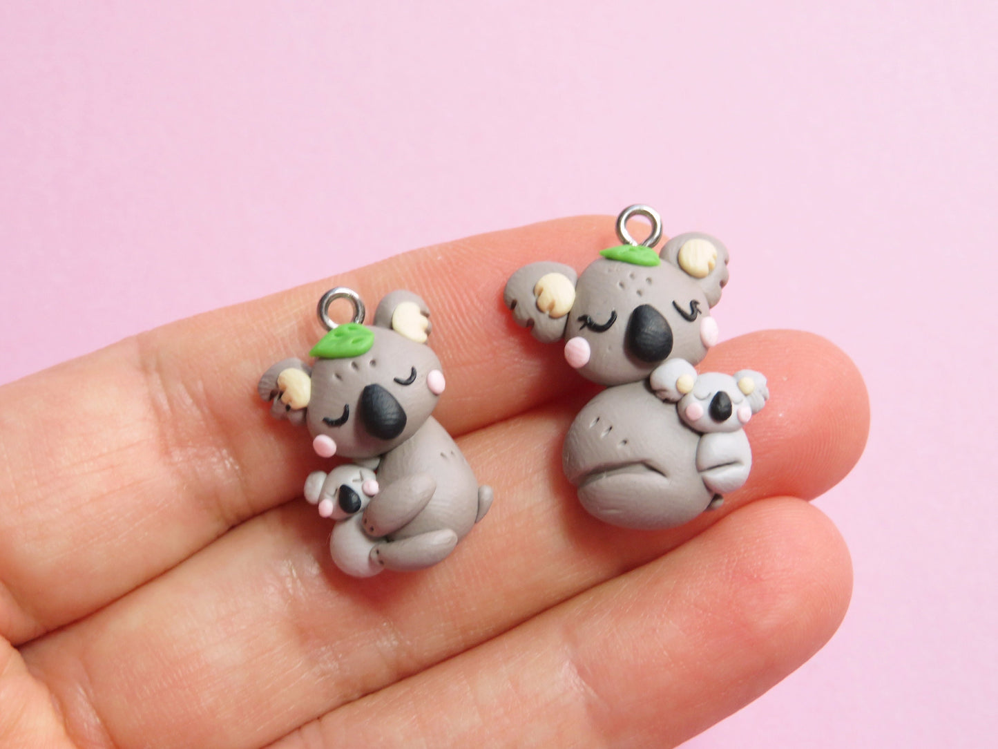 Sweet Mumma and Baby Koala hugging Charm