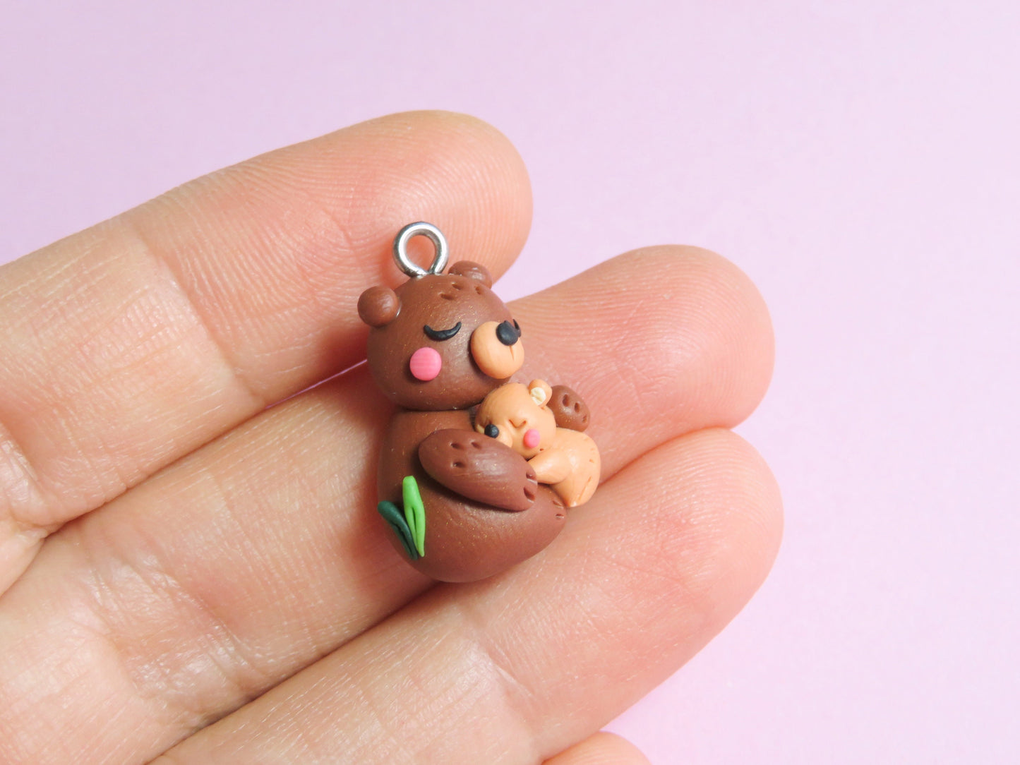 Sweet Mumm and Baby Bear Charm/ Pendant/ Keyring