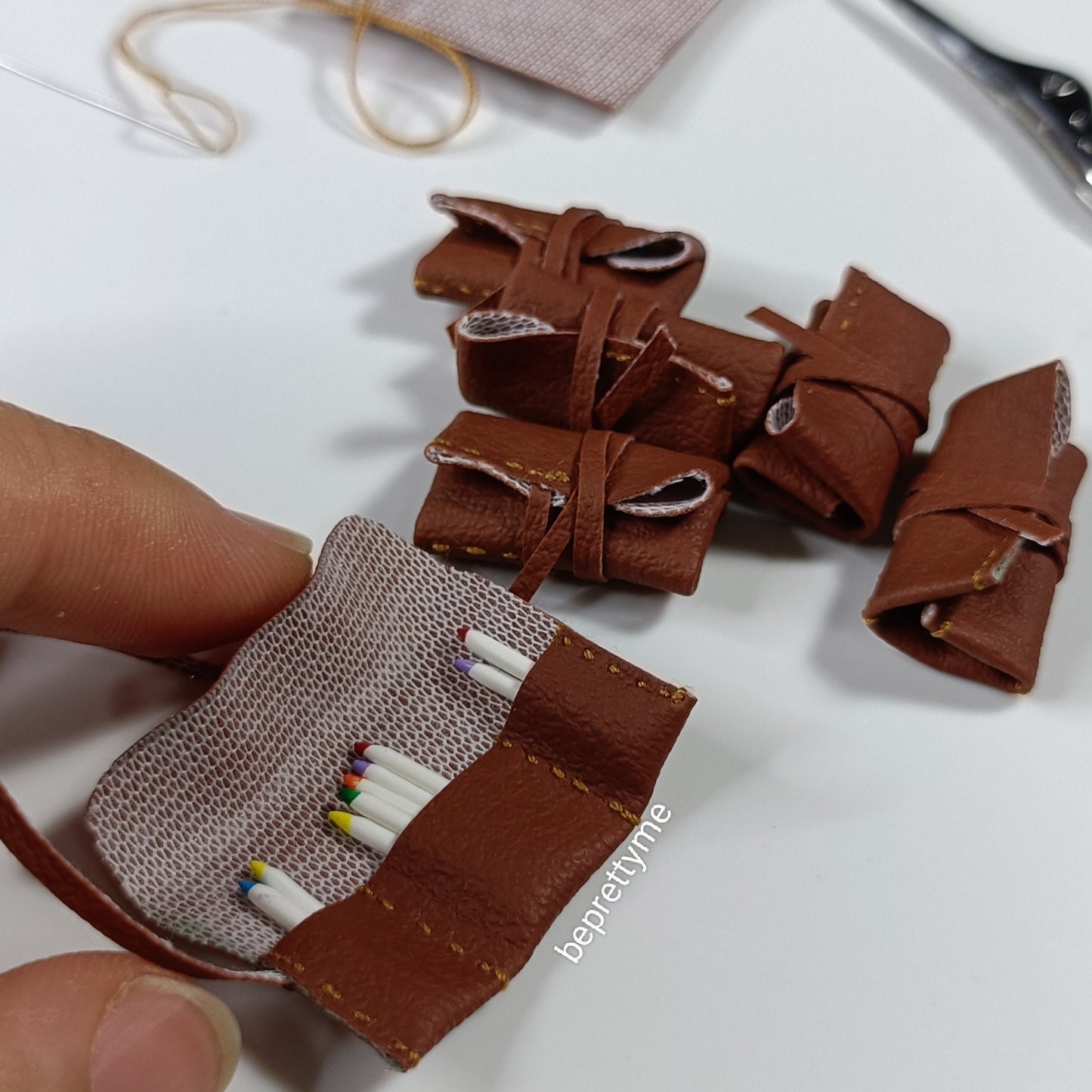 Miniature Leather Pencil Case 1:16 scale