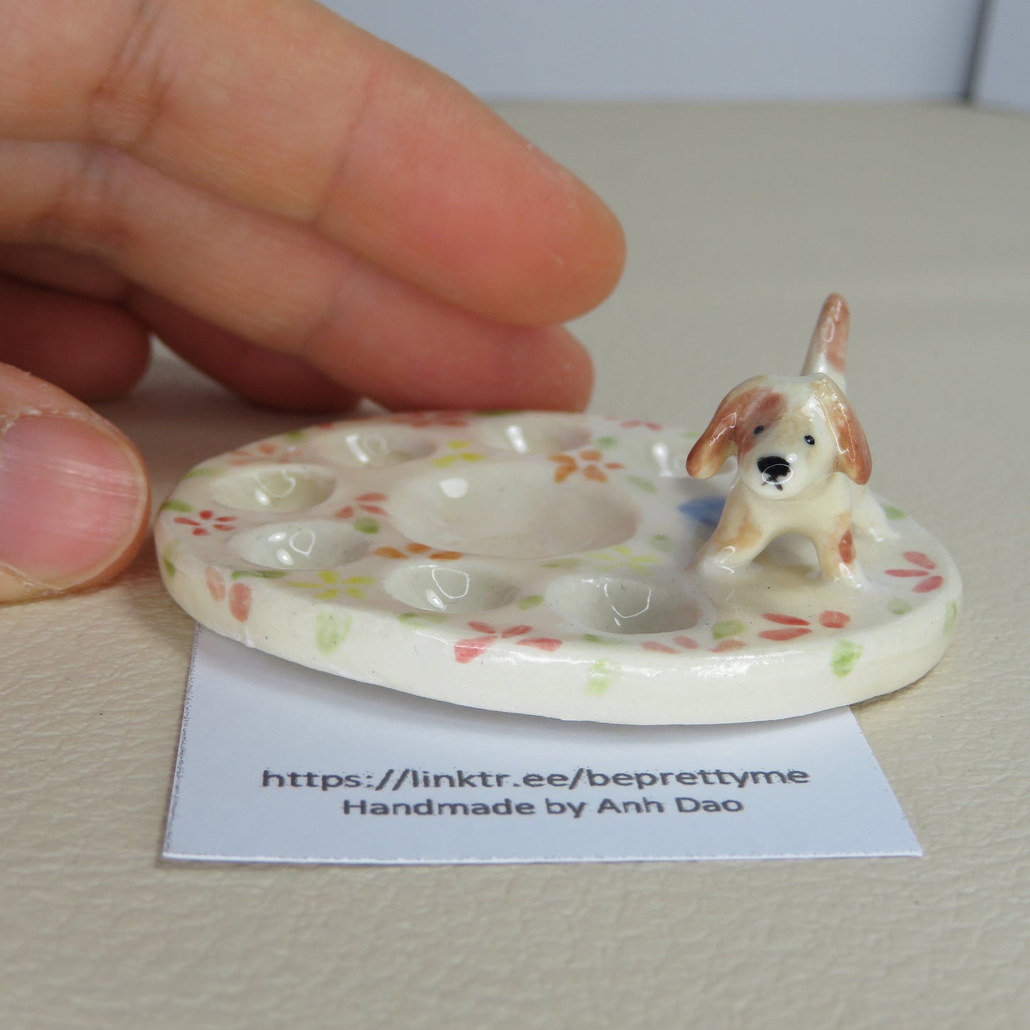 Handmade Pottery Paint Palette. Puppy When Nature Calls. Ceramic Paint Dish. Beautiful Collectibles. Handbuilt Pottery. Special Gift.