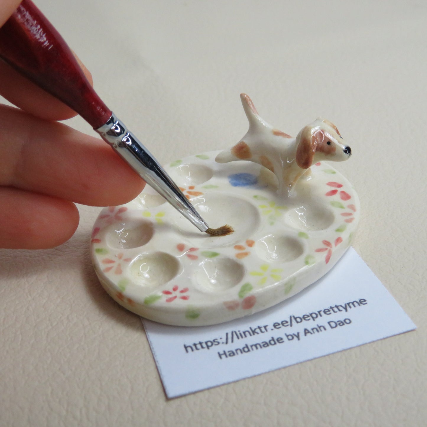 Handmade Pottery Paint Palette. Puppy When Nature Calls. Ceramic Paint Dish. Beautiful Collectibles. Handbuilt Pottery. Special Gift.
