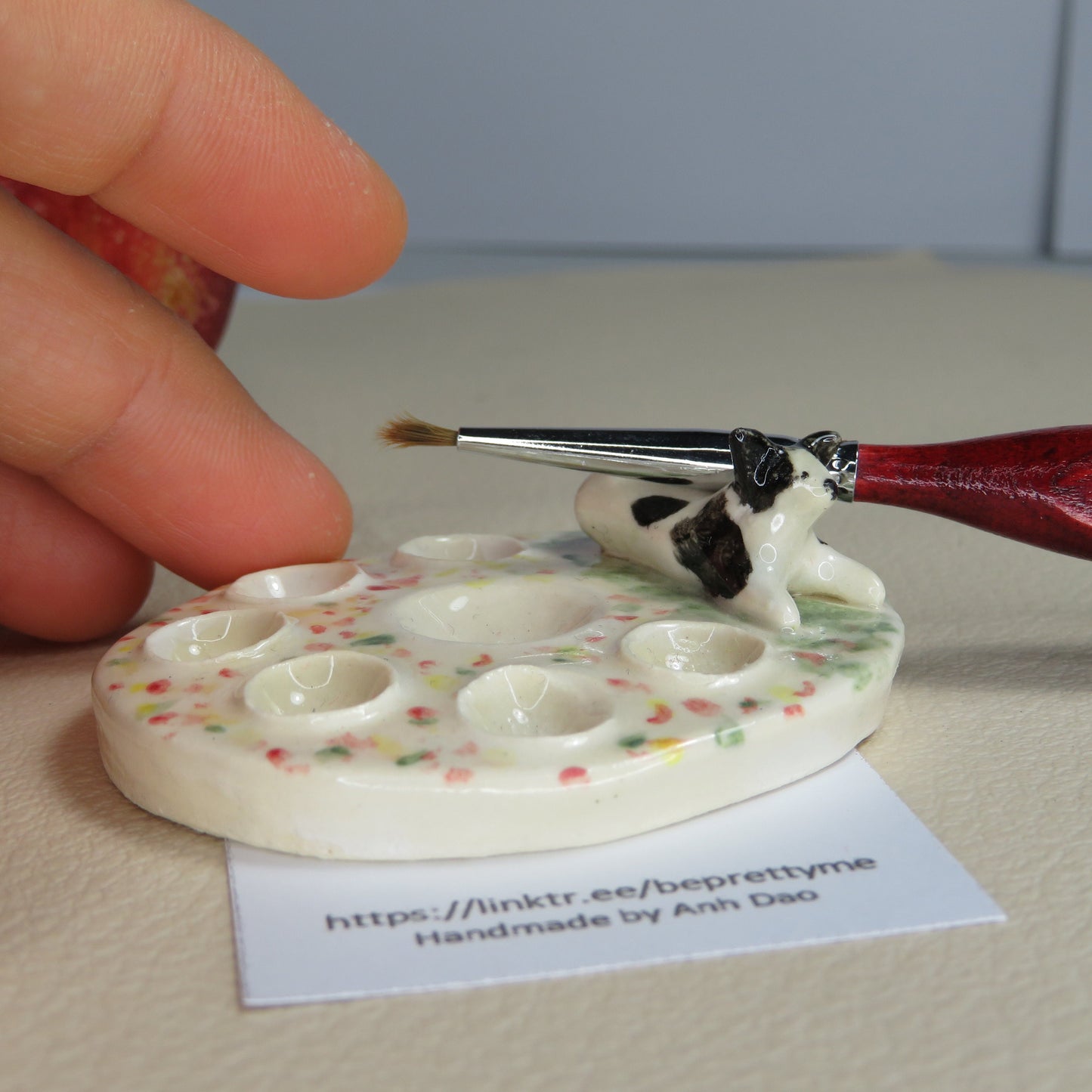 Handmade Pottery Paint Palette. Cute Puppy 3. Ceramic Paint Dish. Beautiful Collectibles. Handbuilt Pottery. Special Gift.
