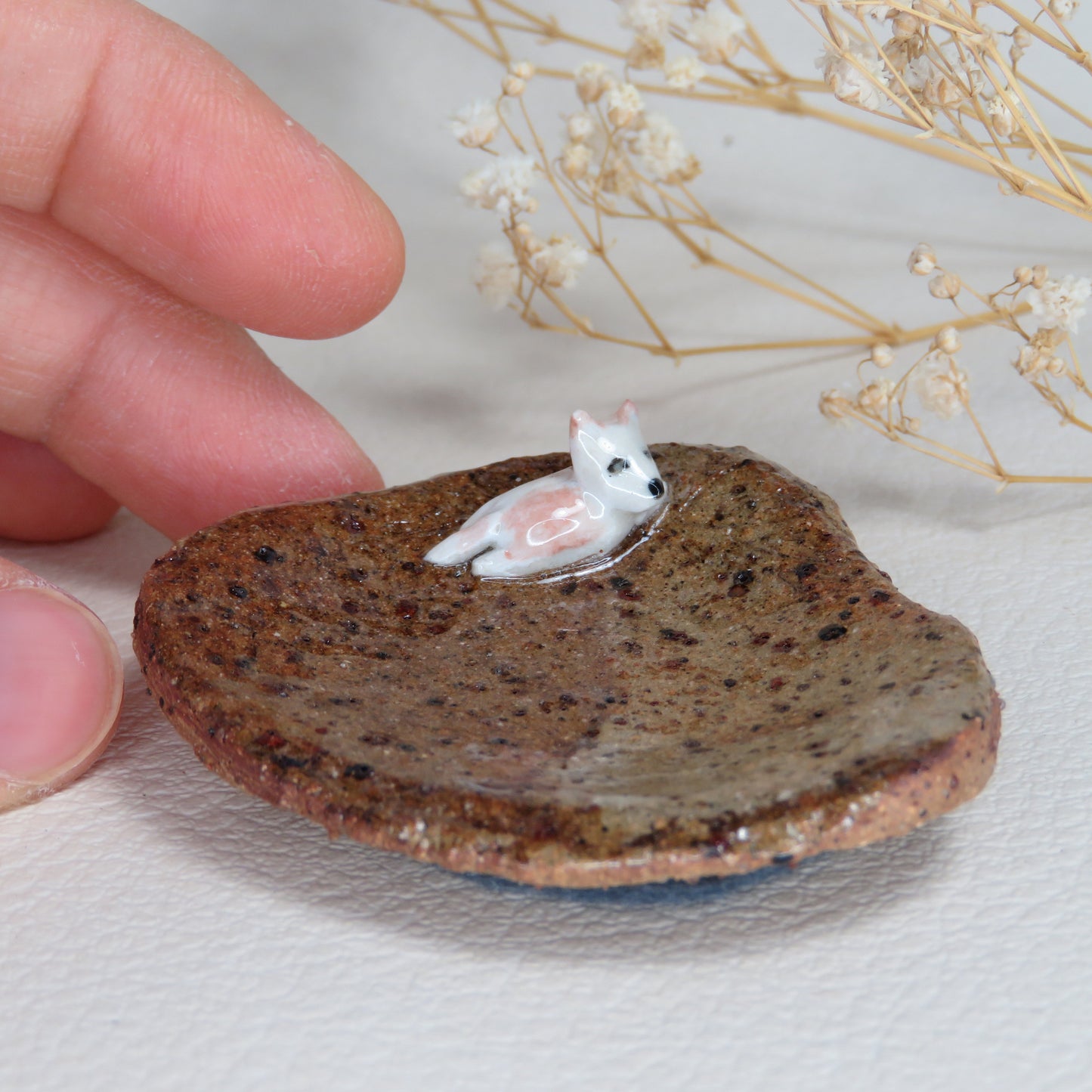 Handmade Pottery Trinket Dish. Cute Puppy 2. Jewelry Dish. Beautiful Collectibles. Handbuilt Pottery. Special Gift.