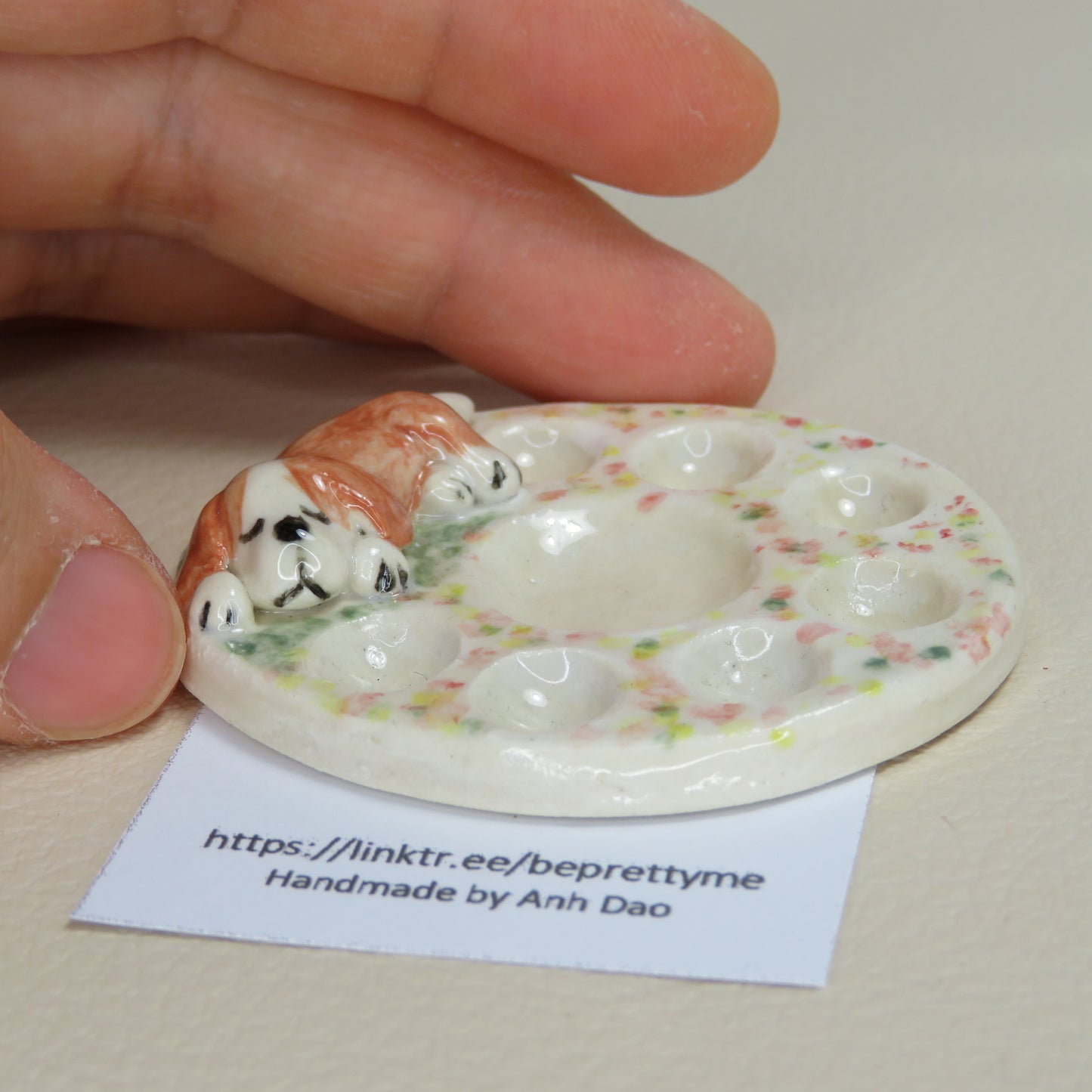 Handmade Pottery Paint Palette. Cute Puppy 1. Ceramic Paint Dish. Beautiful Collectibles. Handbuilt Pottery. Special Gift.