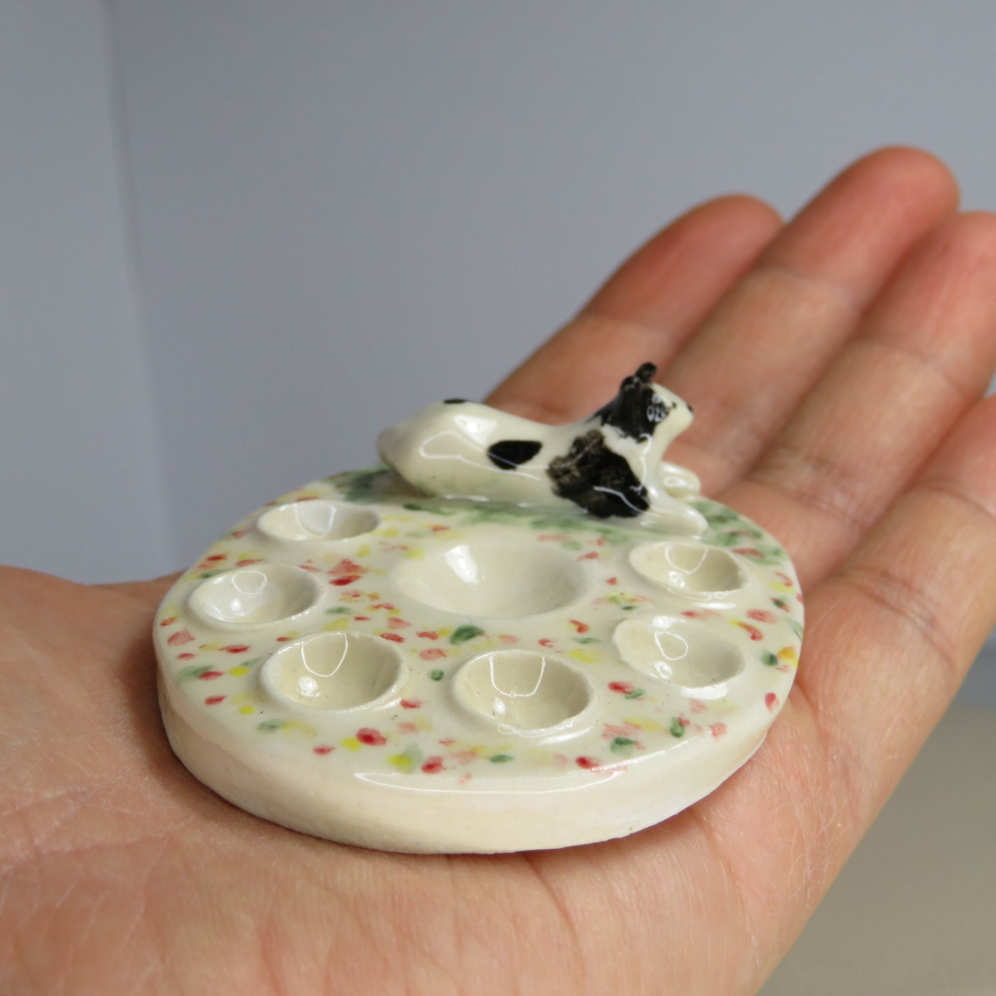 Handmade Pottery Paint Palette. Cute Puppy 3. Ceramic Paint Dish. Beautiful Collectibles. Handbuilt Pottery. Special Gift.
