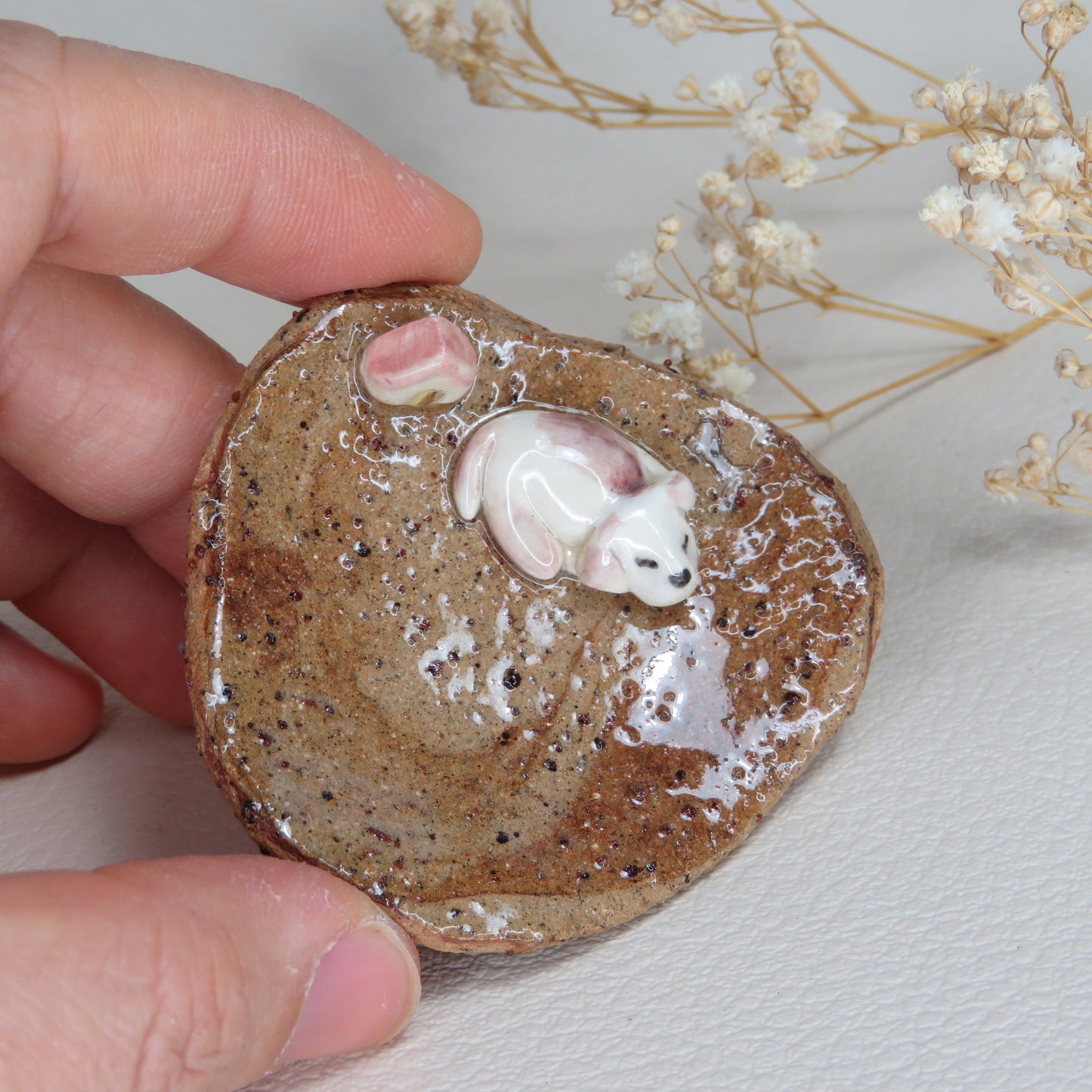 Handmade Pottery Trinket Dish. Cute Puppy 3. Jewelry Dish. Beautiful Collectibles. Hand built Pottery. Special Gift.