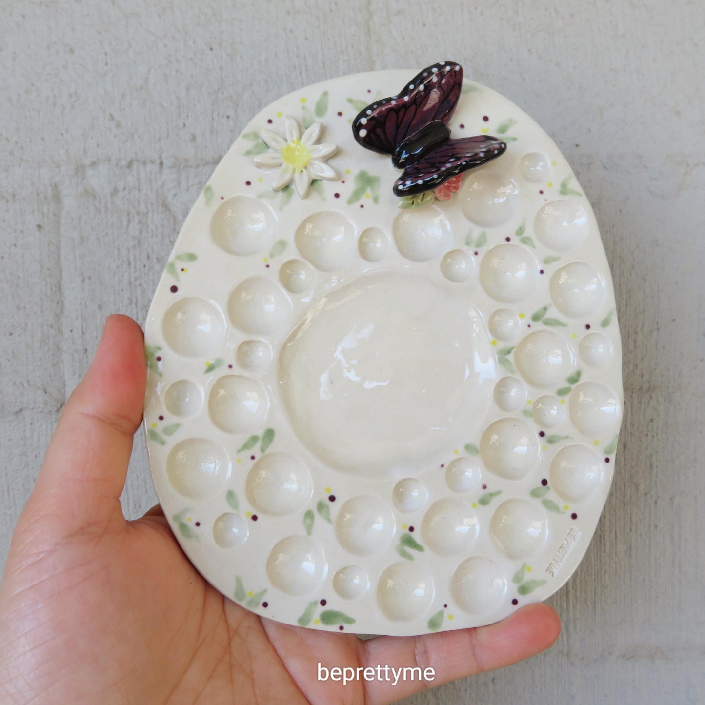 Handmade Pottery Paint Palette. Butterfly Brush Rest. Ceramic Paint Dish. Beautiful Collectibles. Handbuilt Pottery. Special Gift.