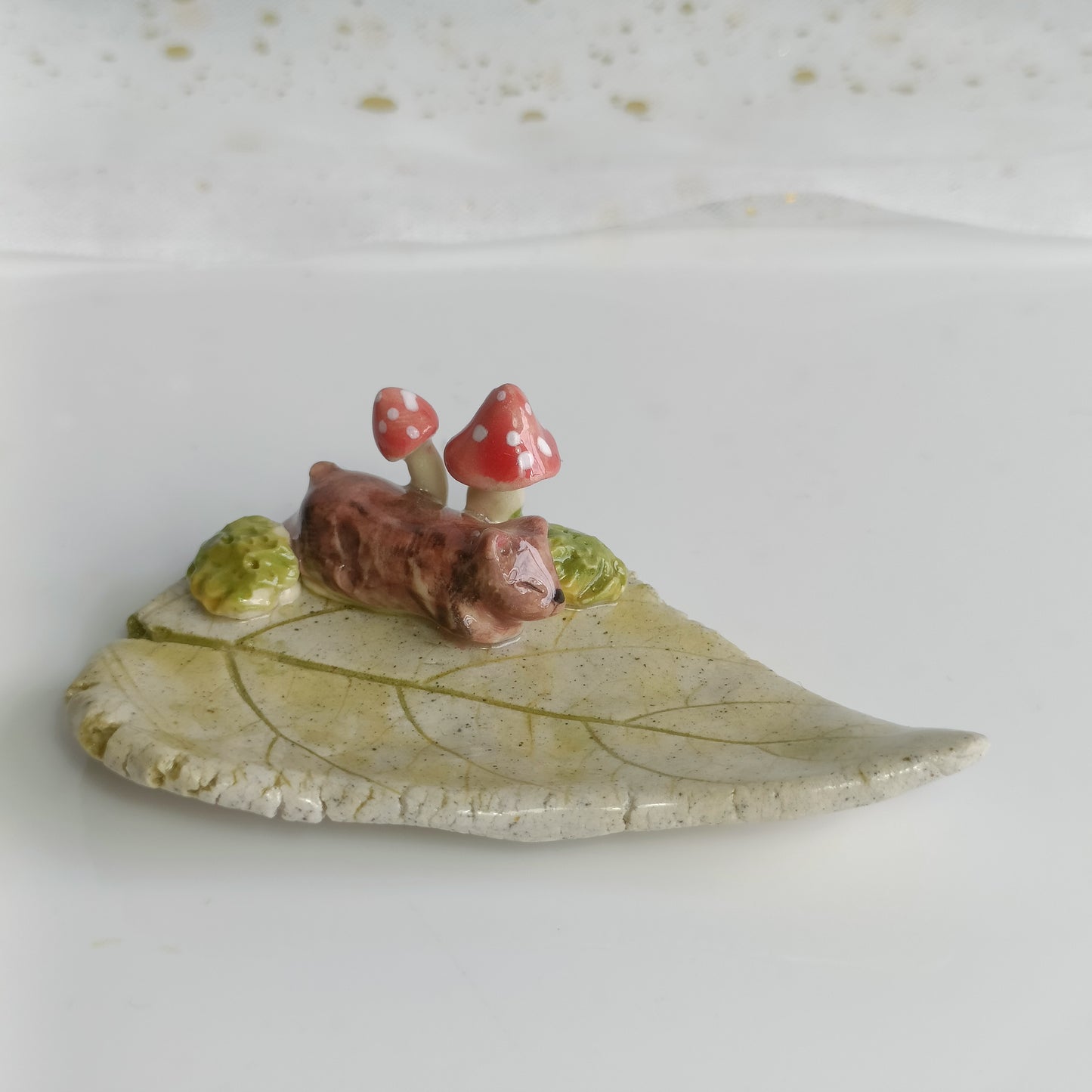 Resting Brown Bear Trinket Dish. Incense Dish. Handmade Pottery. Beautiful Collectibles. Special Gift for Loved Ones