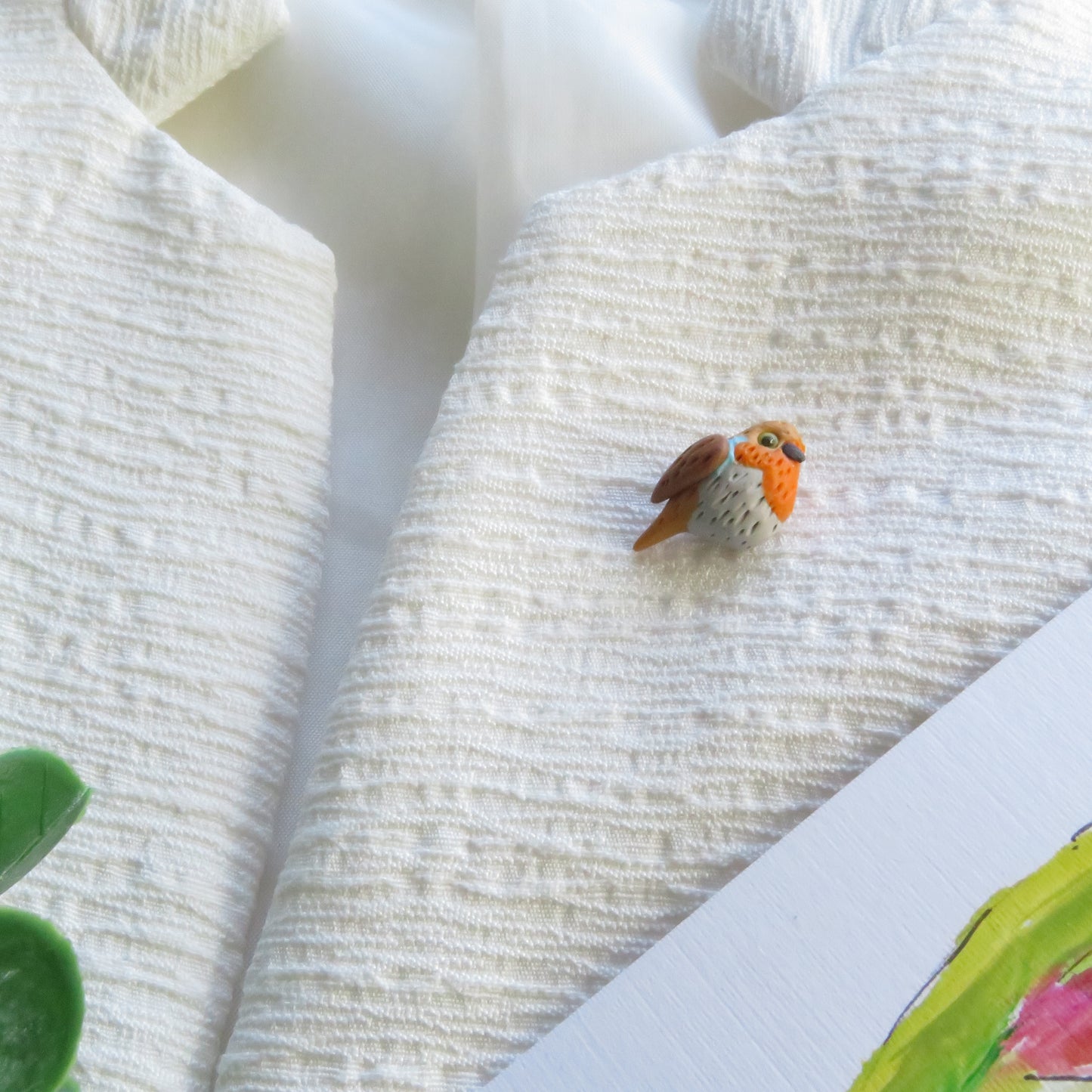Mini Robin Bird Brooch