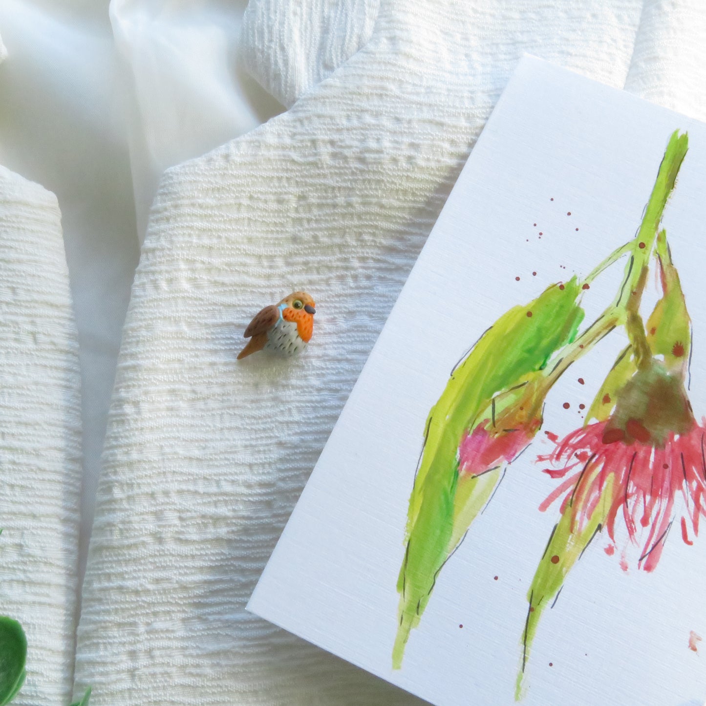 Mini Robin Bird Brooch
