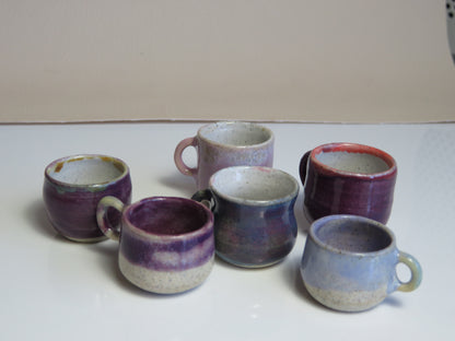 Handmade Miniature Pottery Coffee/ Tea Mugs. Violet Tone. Hand thrown Miniature Ceramic. Beautiful Miniature Collectibles, Dollhouse, Pendants