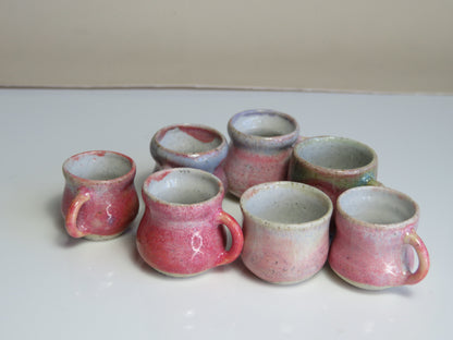 Handmade Miniature Pottery Coffee/ Tea Mugs. Pink Tone. Hand thrown Miniature Ceramic. Beautiful Miniature Collectibles, Dollhouse, Pendants