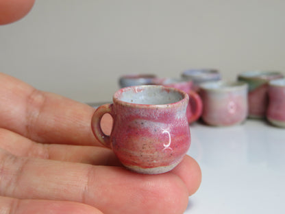 Handmade Miniature Pottery Coffee/ Tea Mugs. Pink Tone. Hand thrown Miniature Ceramic. Beautiful Miniature Collectibles, Dollhouse, Pendants