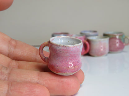 Handmade Miniature Pottery Coffee/ Tea Mugs. Pink Tone. Hand thrown Miniature Ceramic. Beautiful Miniature Collectibles, Dollhouse, Pendants