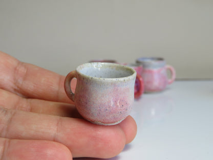 Handmade Miniature Pottery Coffee/ Tea Mugs. Pink Tone. Hand thrown Miniature Ceramic. Beautiful Miniature Collectibles, Dollhouse, Pendants