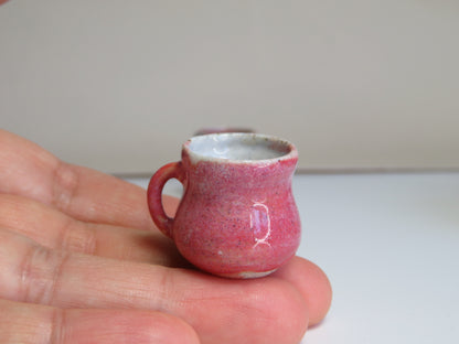 Handmade Miniature Pottery Coffee/ Tea Mugs. Pink Tone. Hand thrown Miniature Ceramic. Beautiful Miniature Collectibles, Dollhouse, Pendants