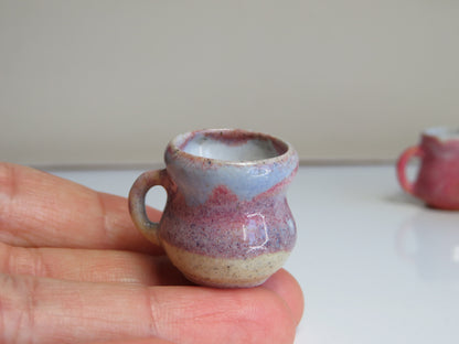 Handmade Miniature Pottery Coffee/ Tea Mugs. Pink Tone. Hand thrown Miniature Ceramic. Beautiful Miniature Collectibles, Dollhouse, Pendants