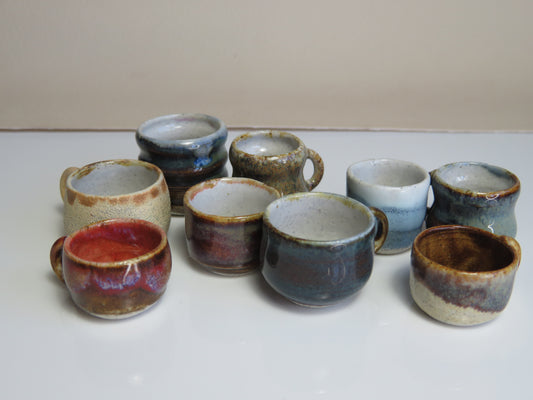 Handmade Miniature Pottery Coffee/ Tea Mugs. Dark Tone. Hand thrown Miniature Ceramic. Beautiful Miniature Collectibles, Dollhouse, Pendants