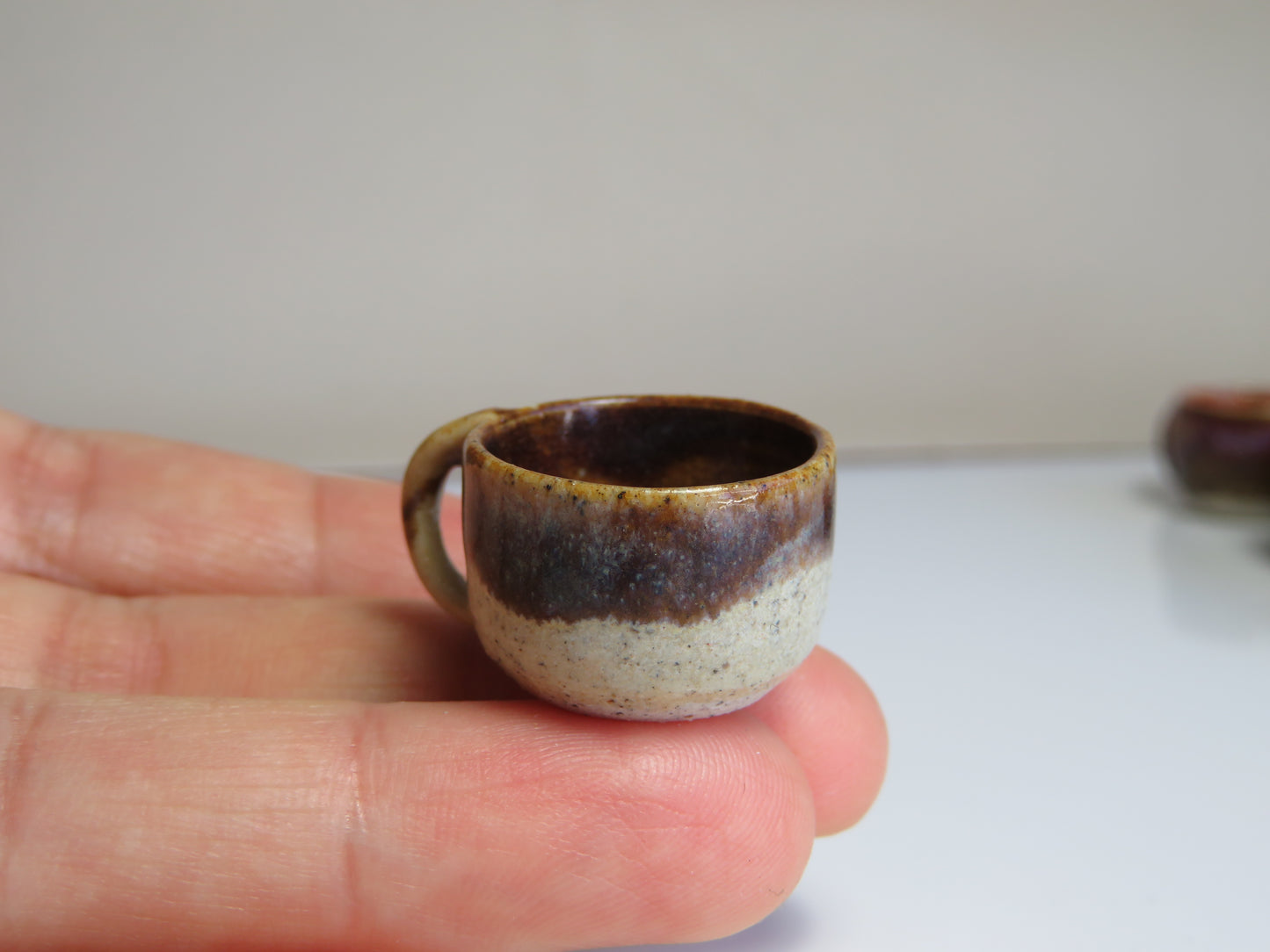 Handmade Miniature Pottery Coffee/ Tea Mugs. Dark Tone. Hand thrown Miniature Ceramic. Beautiful Miniature Collectibles, Dollhouse, Pendants