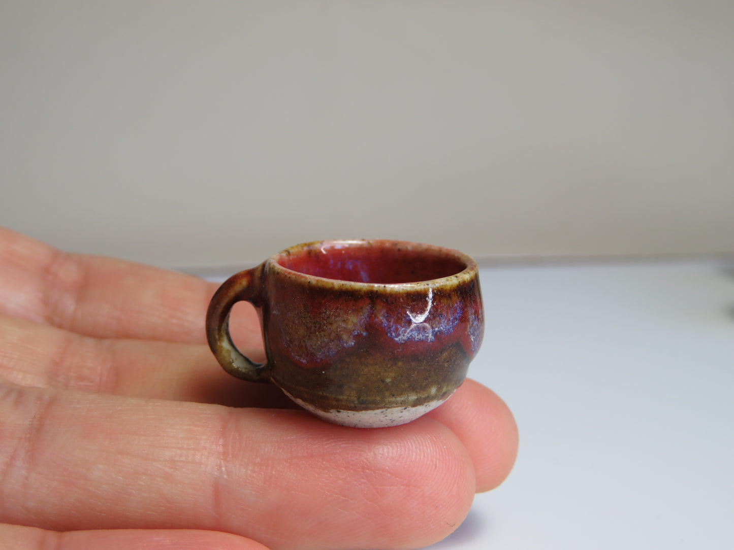 Handmade Miniature Pottery Coffee/ Tea Mugs. Dark Tone. Hand thrown Miniature Ceramic. Beautiful Miniature Collectibles, Dollhouse, Pendants