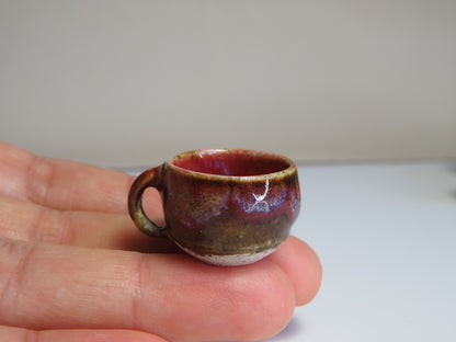 Handmade Miniature Pottery Coffee/ Tea Mugs. Dark Tone. Hand thrown Miniature Ceramic. Beautiful Miniature Collectibles, Dollhouse, Pendants