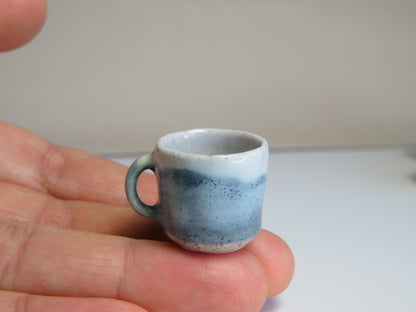 Handmade Miniature Pottery Coffee/ Tea Mugs. Dark Tone. Hand thrown Miniature Ceramic. Beautiful Miniature Collectibles, Dollhouse, Pendants