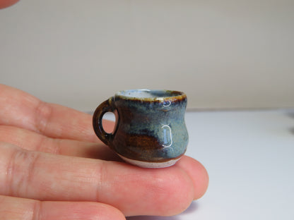 Handmade Miniature Pottery Coffee/ Tea Mugs. Dark Tone. Hand thrown Miniature Ceramic. Beautiful Miniature Collectibles, Dollhouse, Pendants