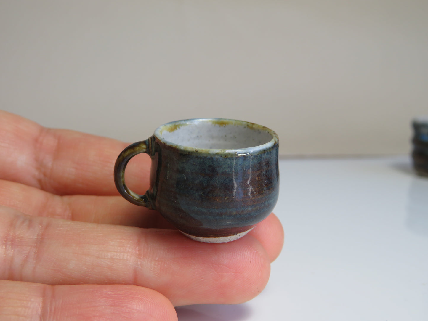 Handmade Miniature Pottery Coffee/ Tea Mugs. Dark Tone. Hand thrown Miniature Ceramic. Beautiful Miniature Collectibles, Dollhouse, Pendants