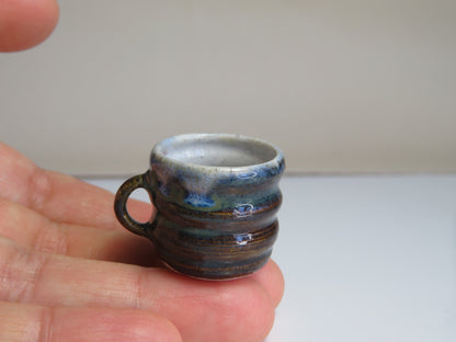 Handmade Miniature Pottery Coffee/ Tea Mugs. Dark Tone. Hand thrown Miniature Ceramic. Beautiful Miniature Collectibles, Dollhouse, Pendants
