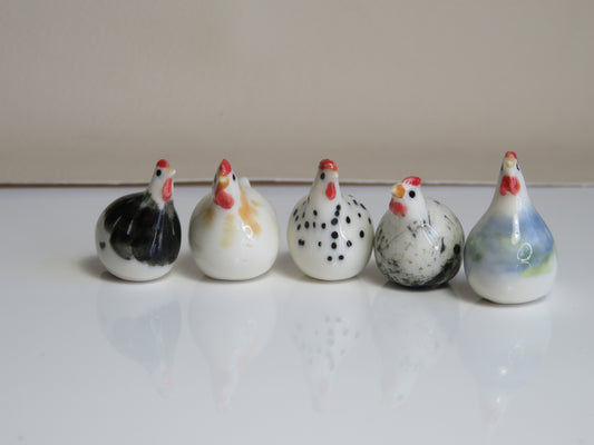 Cute Chicken Ceramic Figurines. Tiny Friends. Handmade Ceramic Collectibles. Beautiful Gift