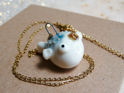 Ceramic Puffer Fish Pendants. Fish Charms. Ocean Gift. Handmade Miniature Ceramic. Beautiful Miniature Collectibles