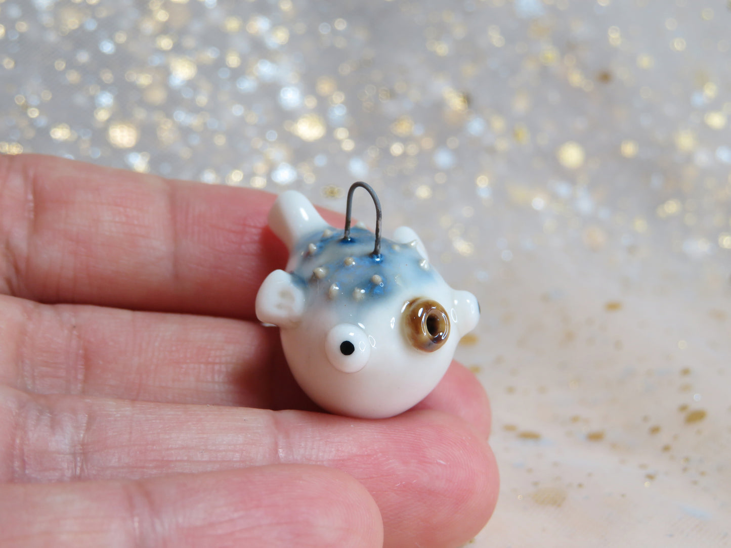 Ceramic Puffer Fish Pendants. Fish Charms. Ocean Gift. Handmade Miniature Ceramic. Beautiful Miniature Collectibles
