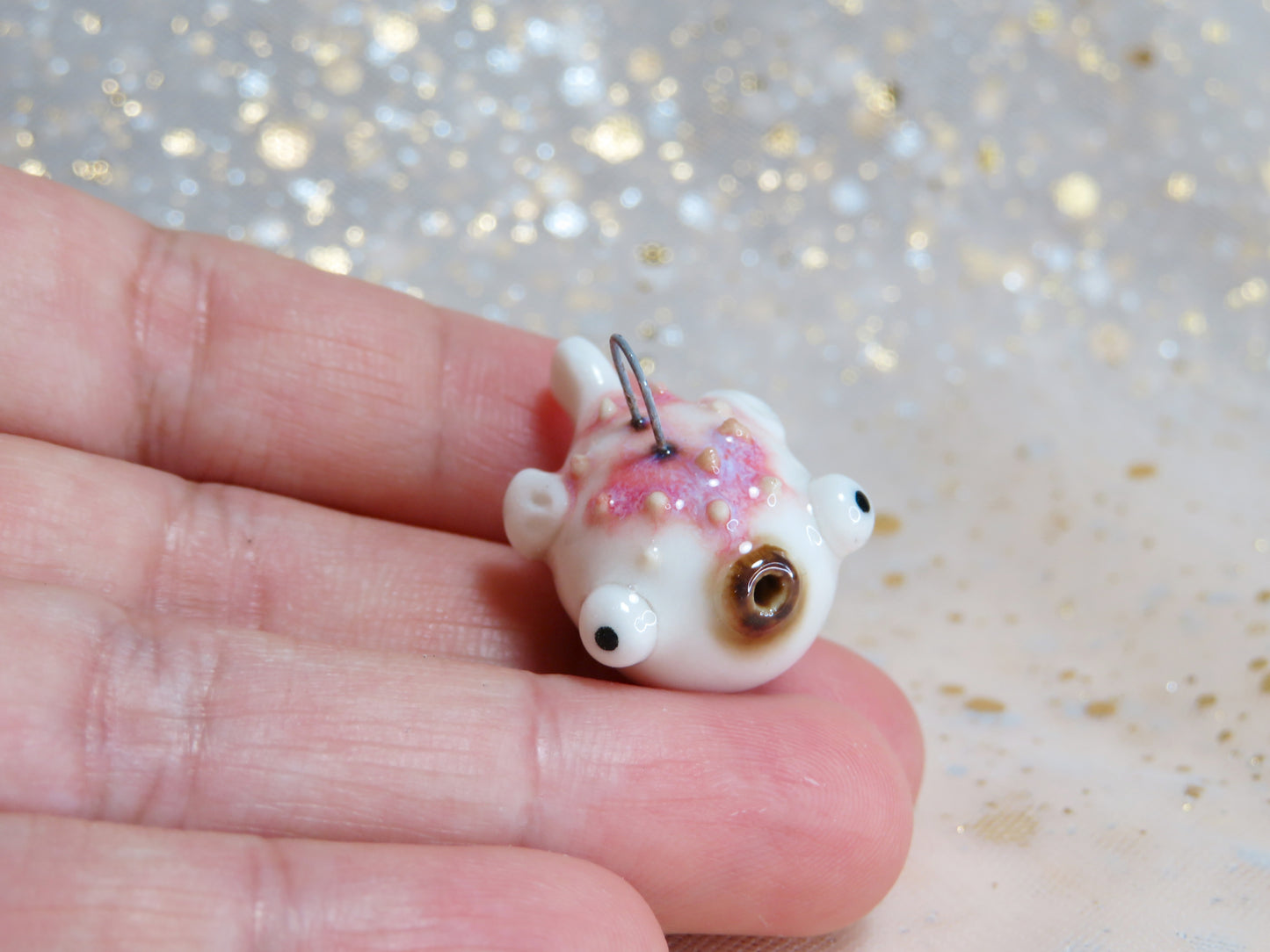 Ceramic Puffer Fish Pendants. Fish Charms. Ocean Gift. Handmade Miniature Ceramic. Beautiful Miniature Collectibles