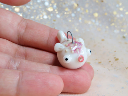 Ceramic Puffer Fish Pendants. Fish Charms. Ocean Gift. Handmade Miniature Ceramic. Beautiful Miniature Collectibles